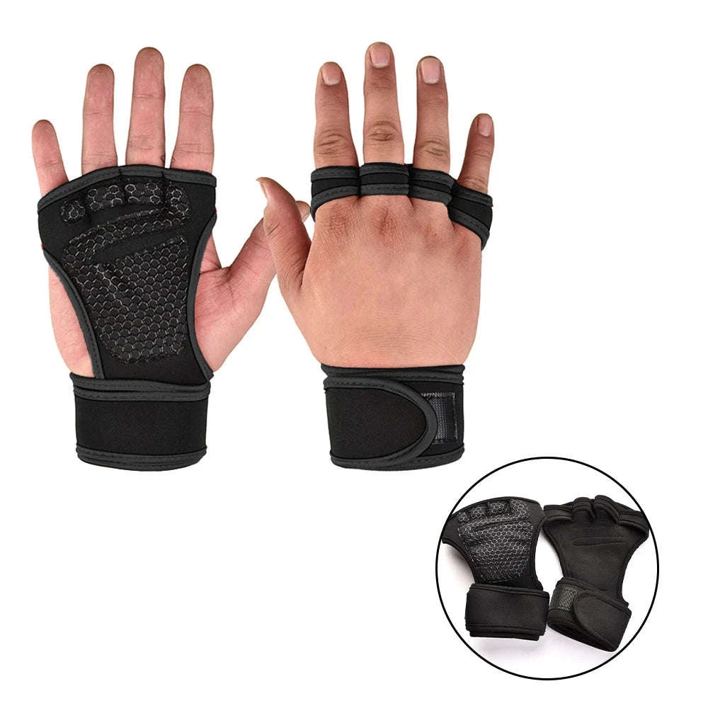 Training Sport Gloves for Men Women Workout Gloves Fitness Body Building Weightlifting Gym Hand Wrist Palm Protector Gloves-A-Red / L