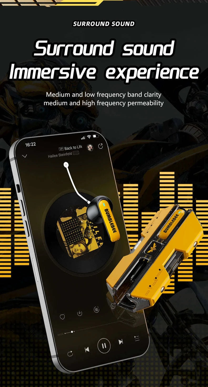 Transformers TF-T01 Wireless Gaming Earbuds Bluetooth 5.3 Low Latency-TF-T01 Yellow / United States