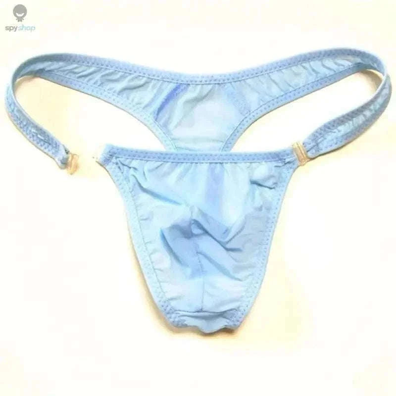 Translucent Nylon Men's Thong with Front Closure-green / XL