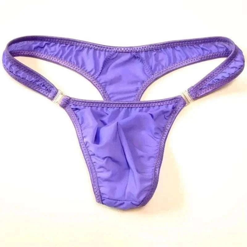 Translucent Nylon Men's Thong with Front Closure-green / XL
