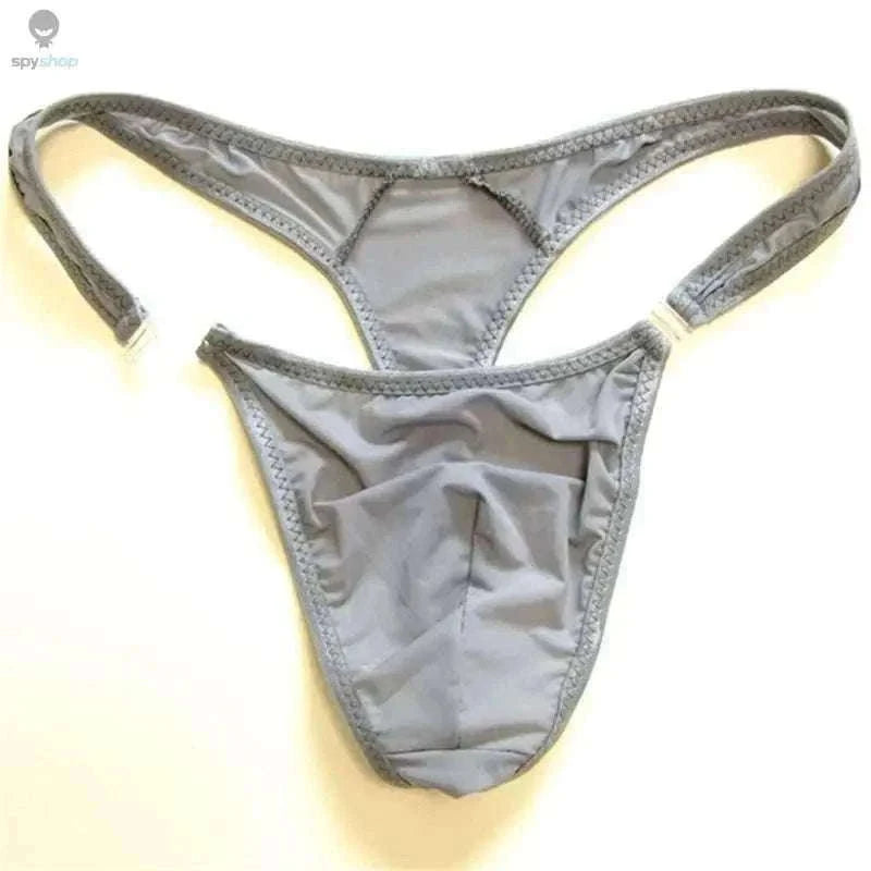 Translucent Nylon Men's Thong with Front Closure-green / XL
