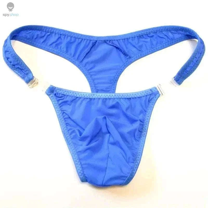 Translucent Nylon Men's Thong with Front Closure-green / XL