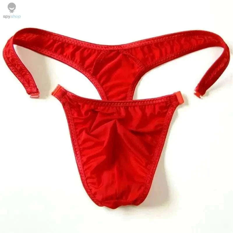 Translucent Nylon Men's Thong with Front Closure-green / XL