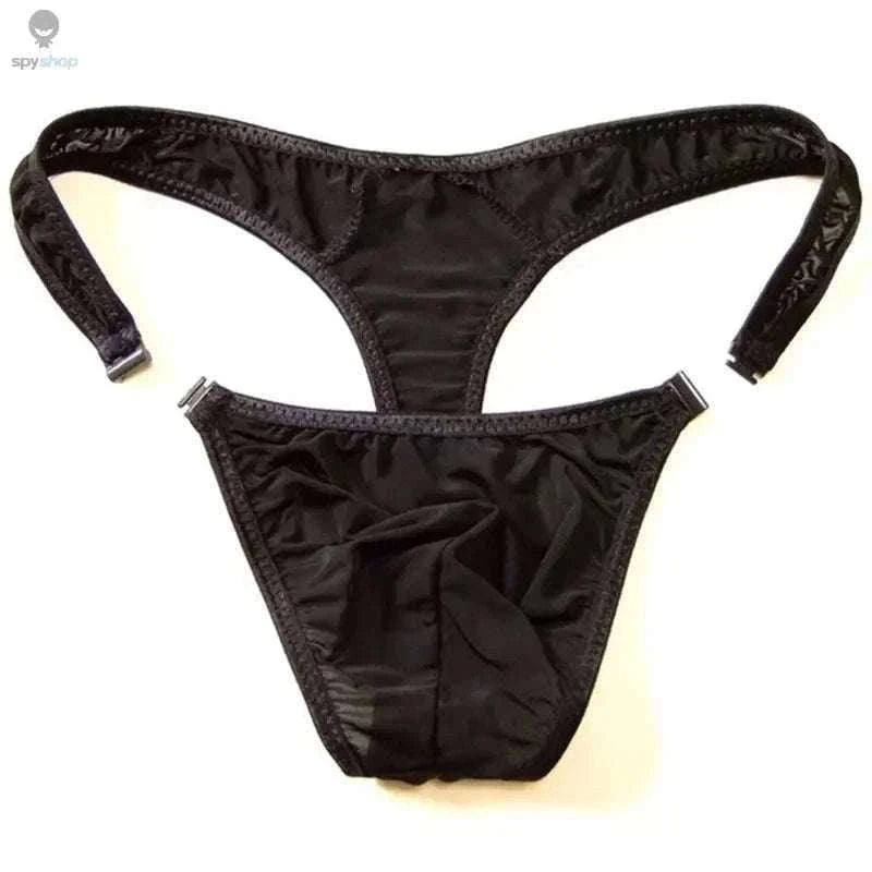 Translucent Nylon Men's Thong with Front Closure-green / XL