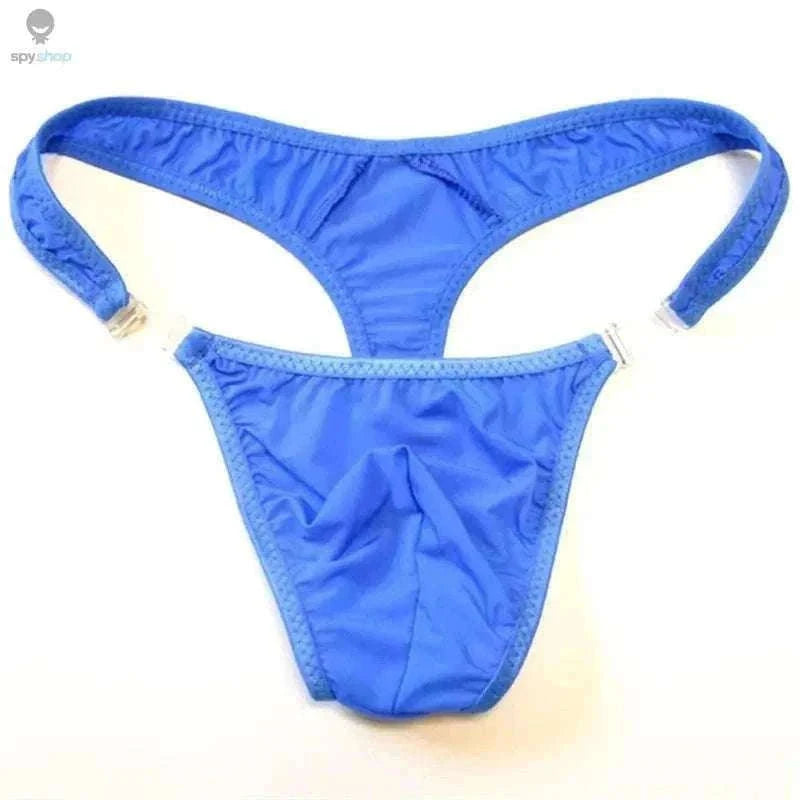 Translucent Nylon Men's Thong with Front Closure-green / XL