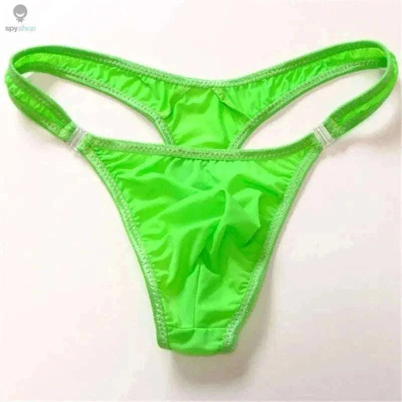 Translucent Nylon Men's Thong with Front Closure-green / XL