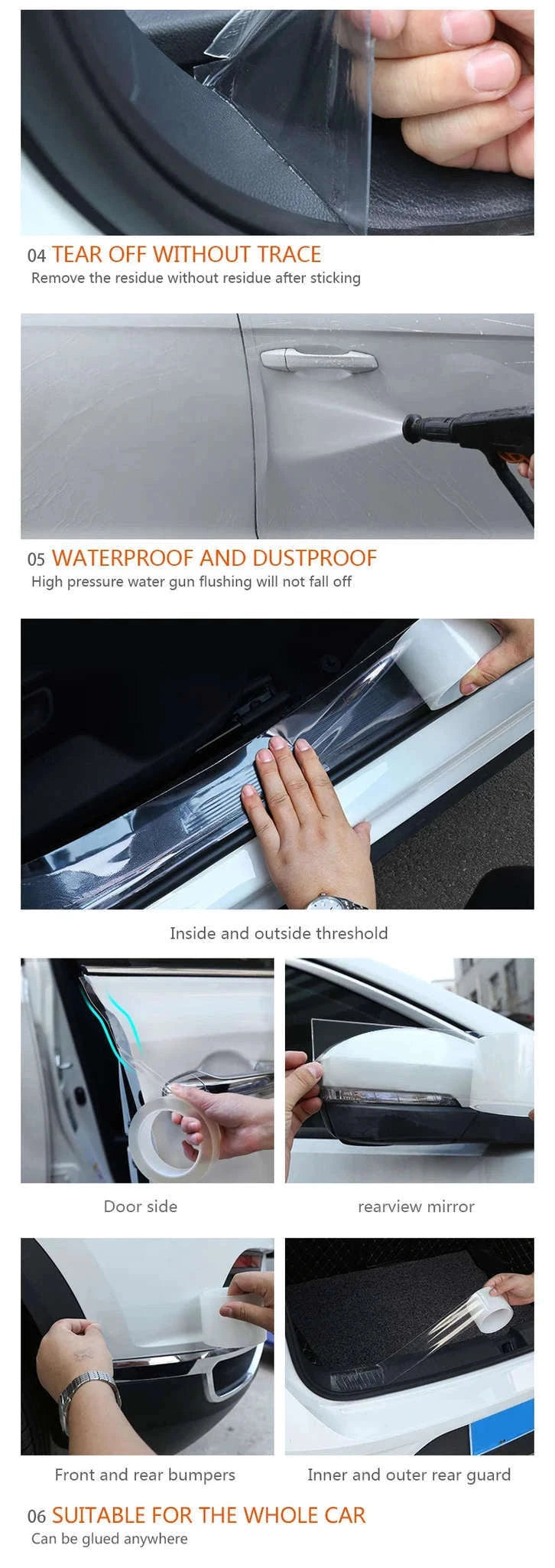 Transparent Car Door Sill Protective Film-70mm / 10 Meters