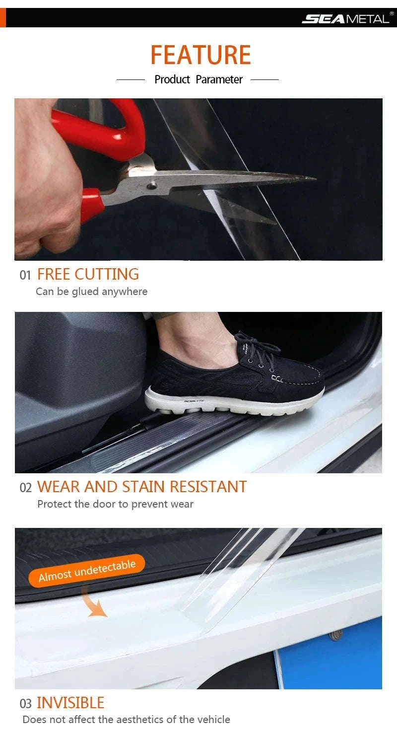 Transparent Car Door Sill Protective Film-70mm / 10 Meters