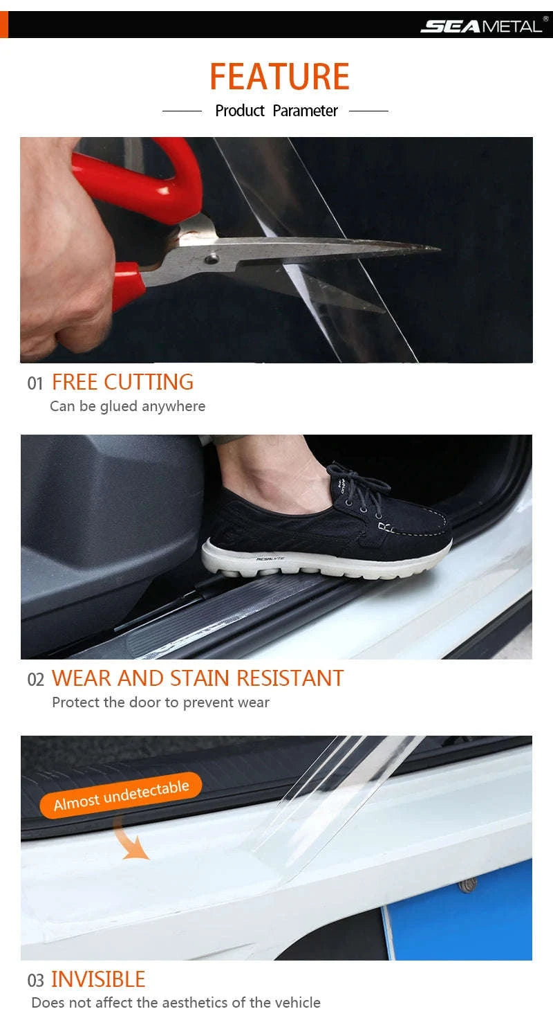 Transparent Car Door Sill Protective Film-70mm / 10 Meters