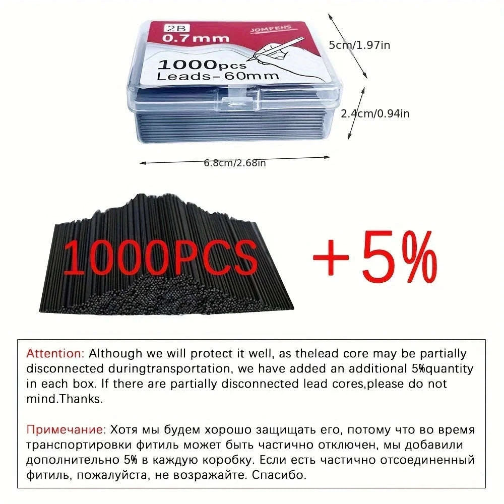 Transparent Mechanical Pencil Set — 0.5/0.7/0.9 mm with 2B Leads-0.9mm set