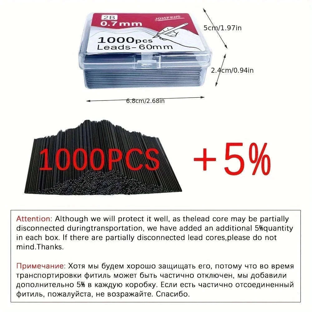 Transparent Mechanical Pencil Set with 2B Leads, 0.5/0.7/0.9 mm-0.9mm set