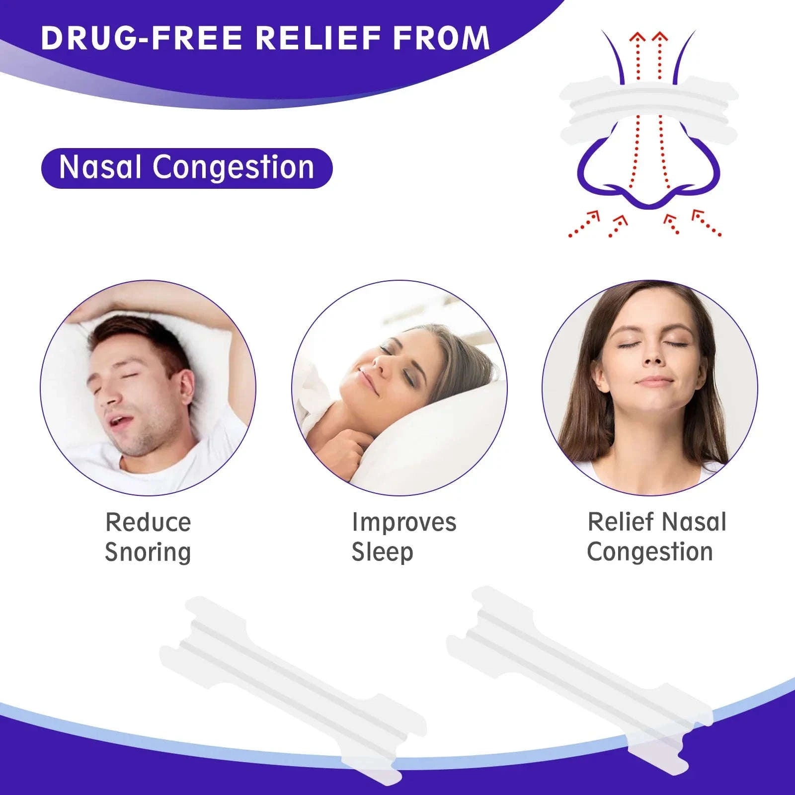 Transparent Nasal Strips for Better Breathing & Snoring Relief-United States / 50pcs / Size L