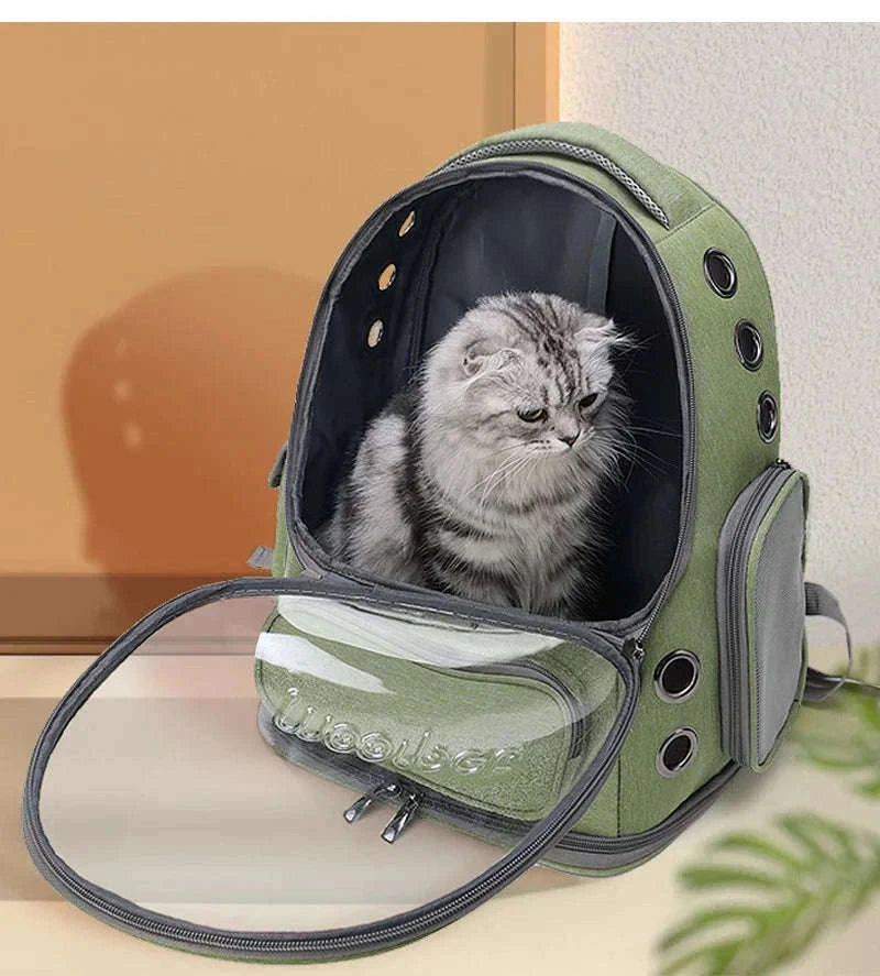 Transparent Pet Carrier Backpack for Cats and Small Dogs-Grey