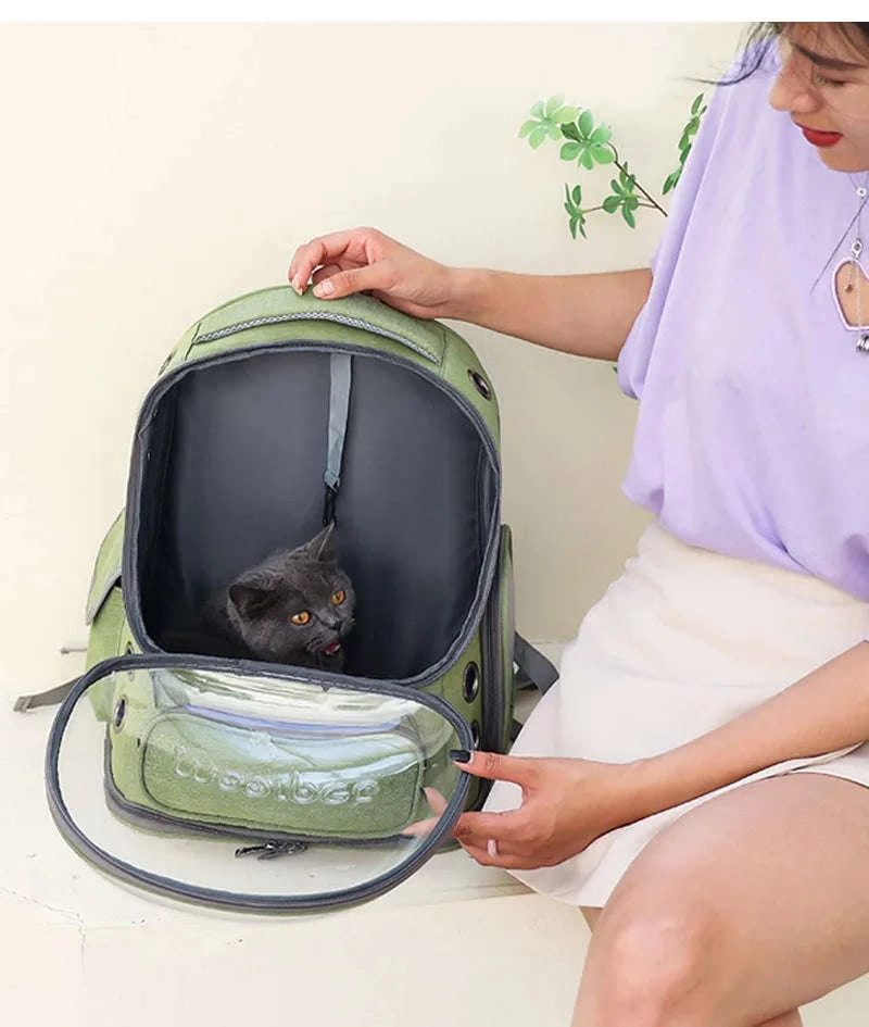 Transparent Pet Cat Carrier Backpack for Cats & Small Dogs-Grey