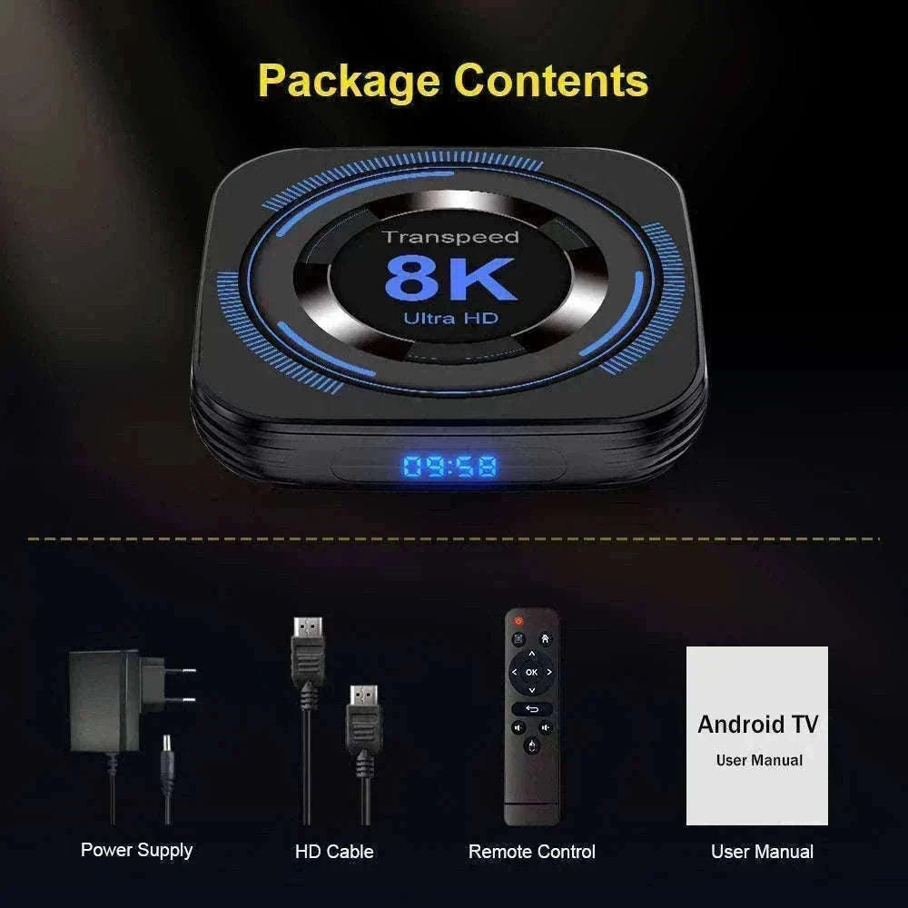Transpeed Android 12 TV Box with 8K Playback-4G64G / EU Plug