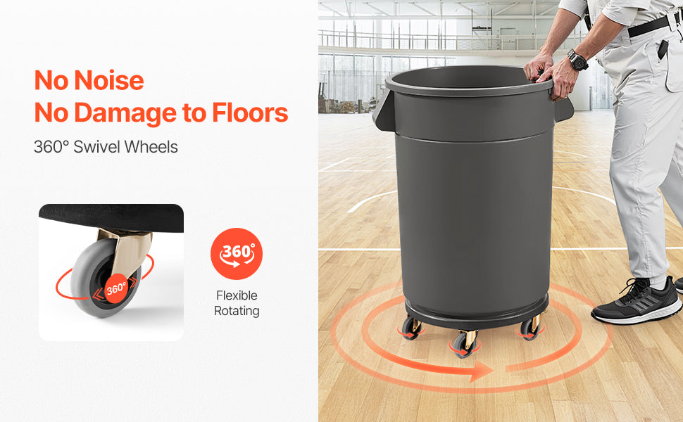Heavy-Duty Trash Can Dolly with Locking Wheels for 20–55 Gallon Bins