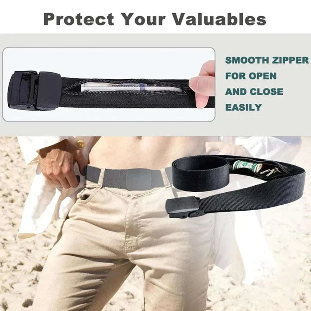 Travel Cash Anti-Theft Belt with Hidden Zipper Pocket-Dark gray