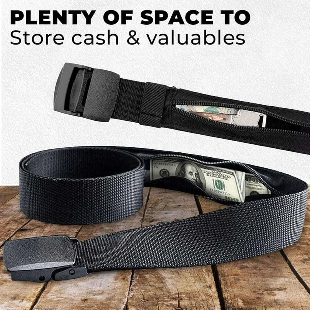 Travel Cash Anti-Theft Belt with Hidden Zipper Pocket-Dark gray