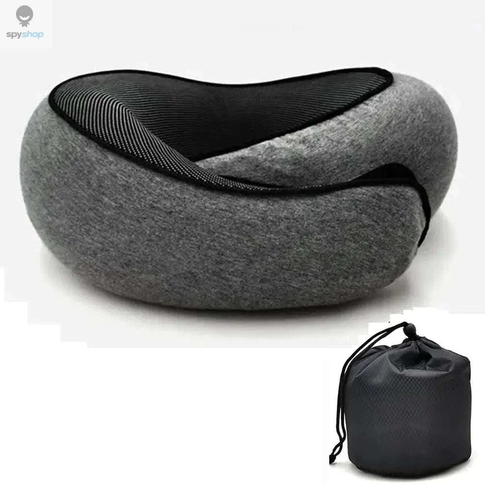Travel Neck Pillow Memory Foam – U‑Shape Comfort and Breathable Support-Light Gray