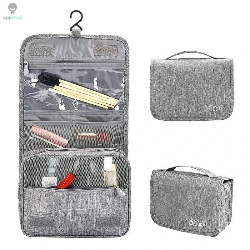Travel Toiletry Bag with Hanging Hook and Organized Storage-Blue