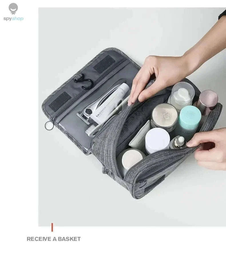 Travel Toiletry Bag with Hanging Hook and Organized Storage-Blue