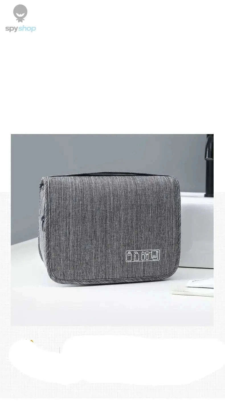 Travel Toiletry Bag with Hanging Hook and Organized Storage-Blue
