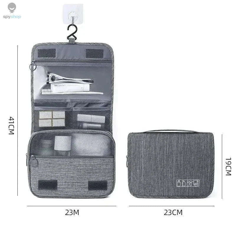 Travel Toiletry Bag with Hanging Hook and Organized Storage-Blue