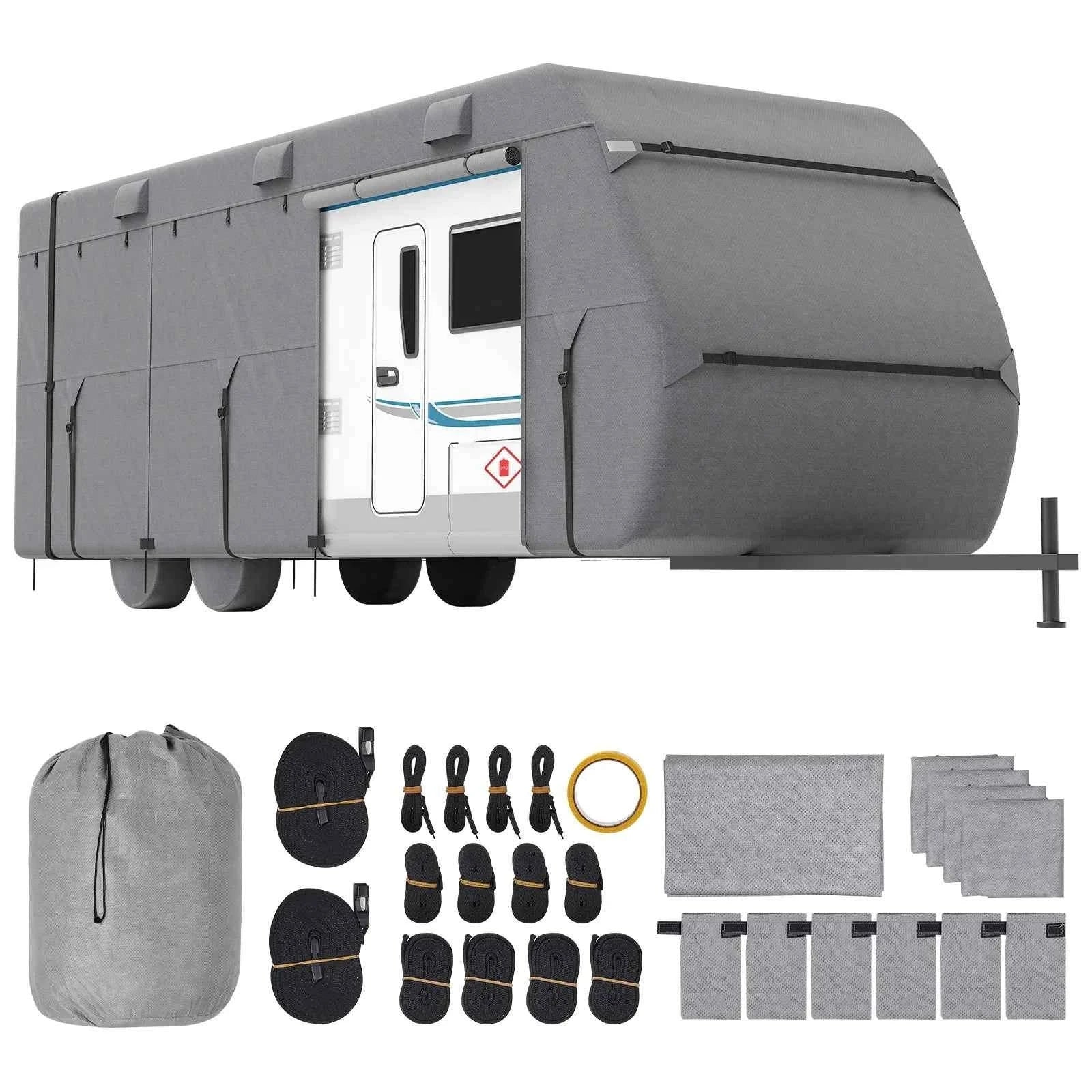 Travel Trailer Cover with Storage Bag and Repair Patches-18-20ft / United States