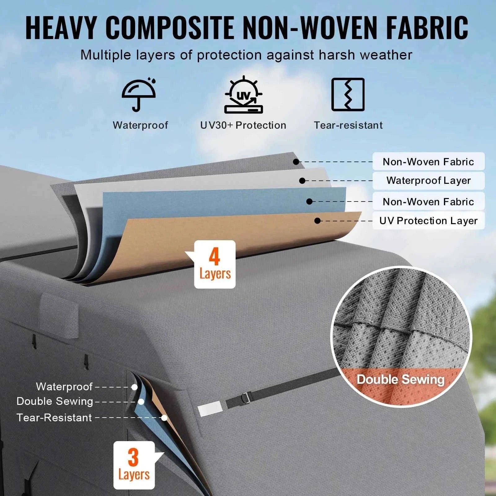 Travel Trailer Cover with Storage Bag and Repair Patches-18-20ft / United States