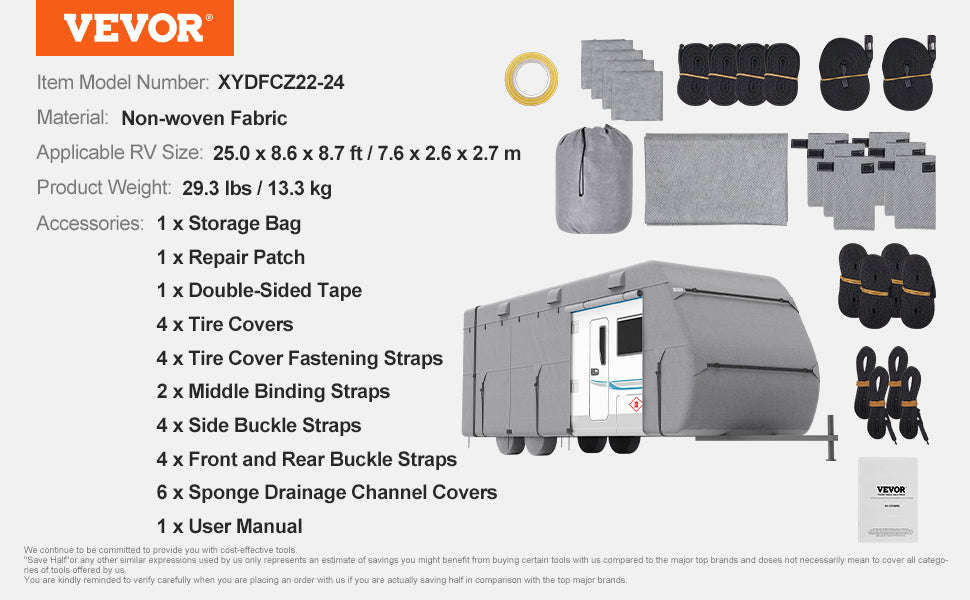 Travel Trailer Cover with Storage Bag and Repair Patches-18-20ft / United States