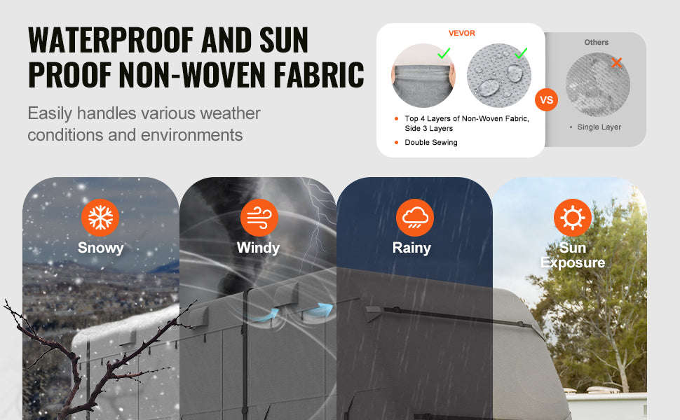 Travel Trailer Cover with Storage Bag and Repair Patches-18-20ft / United States
