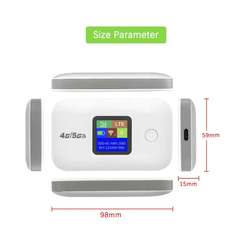 Travel WiFi Hotspot with SIM Slot 4G Mobile 300Mbps LED Display Supports 10 Devices-Black European