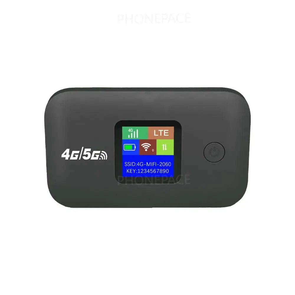 Travel WiFi Hotspot with SIM Slot 4G Mobile 300Mbps LED Display Supports 10 Devices-Black European