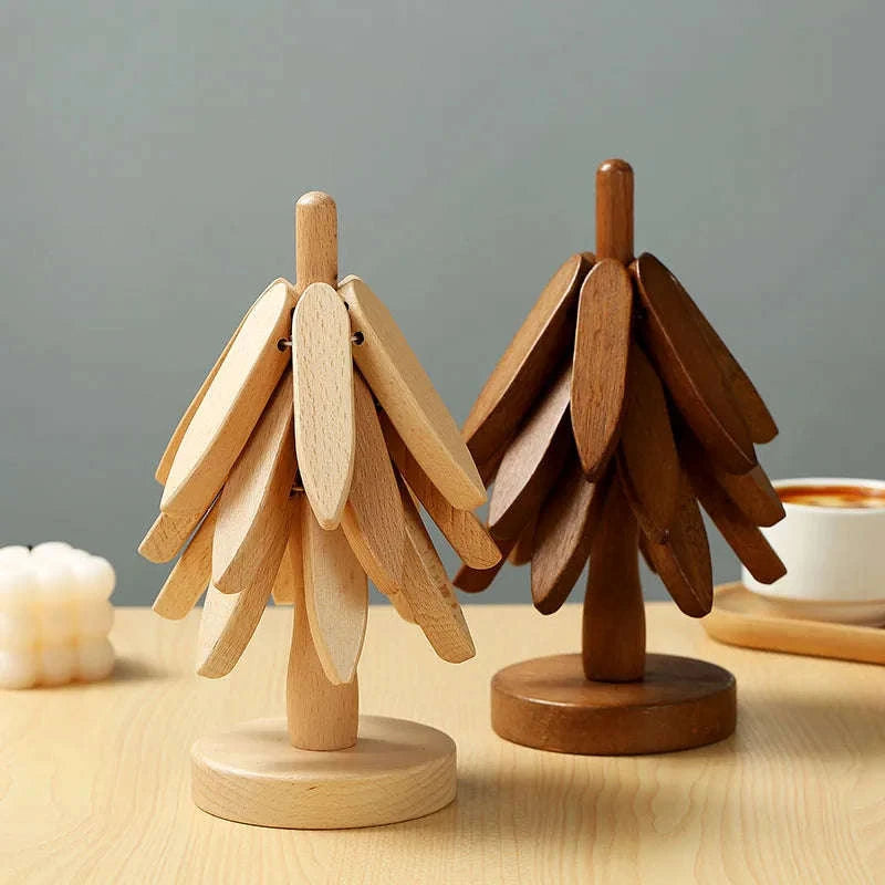 Tree-Shaped Wooden Trivet Set-B / L