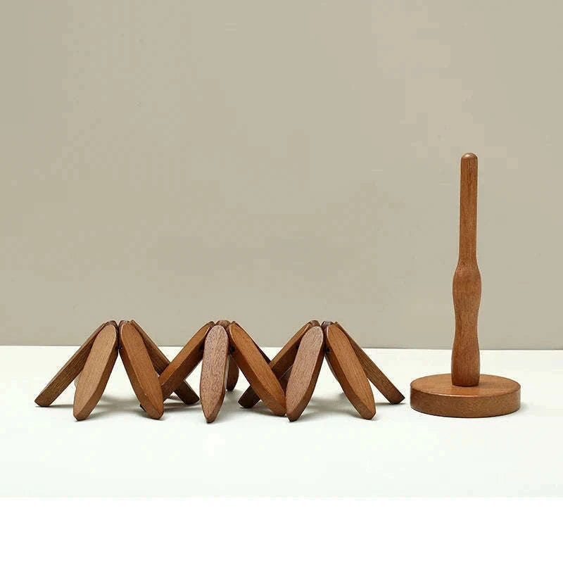 Tree-Shaped Wooden Trivet Set for Hot Pots and Tea-B / L