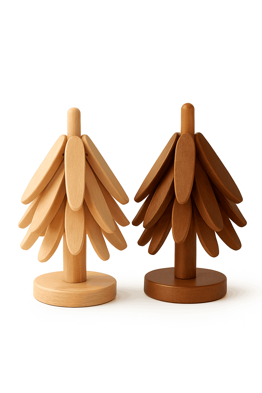 Tree-Shaped Wooden Trivet Set for Hot Pots and Tea-B / L