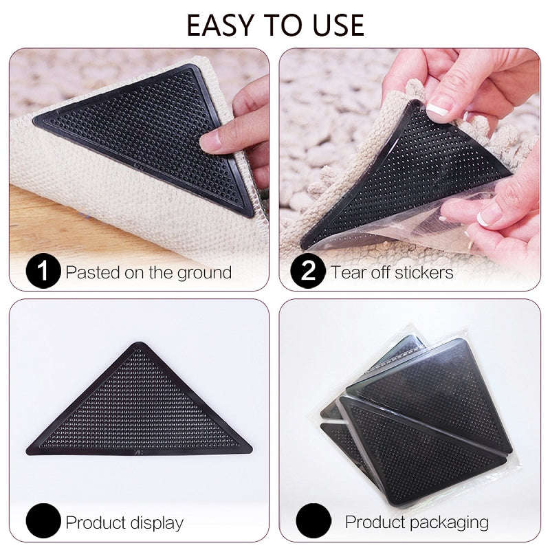 Triangle Reusable Anti Slip Rug Gripper Pads-8pcs