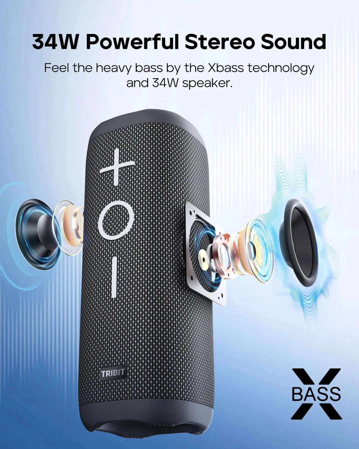 Tribit StormBox 2 Portable Bluetooth Speaker 34W Waterproof 24H Playtime-