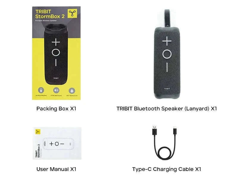 Tribit StormBox 2 Portable Bluetooth Speaker 34W Waterproof 24H Playtime-