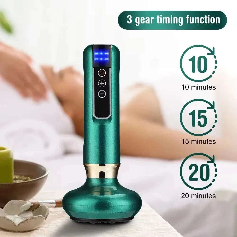 Tricolor Electric Massager GuaSha Vacuum Slimming Device-A12-12  Green