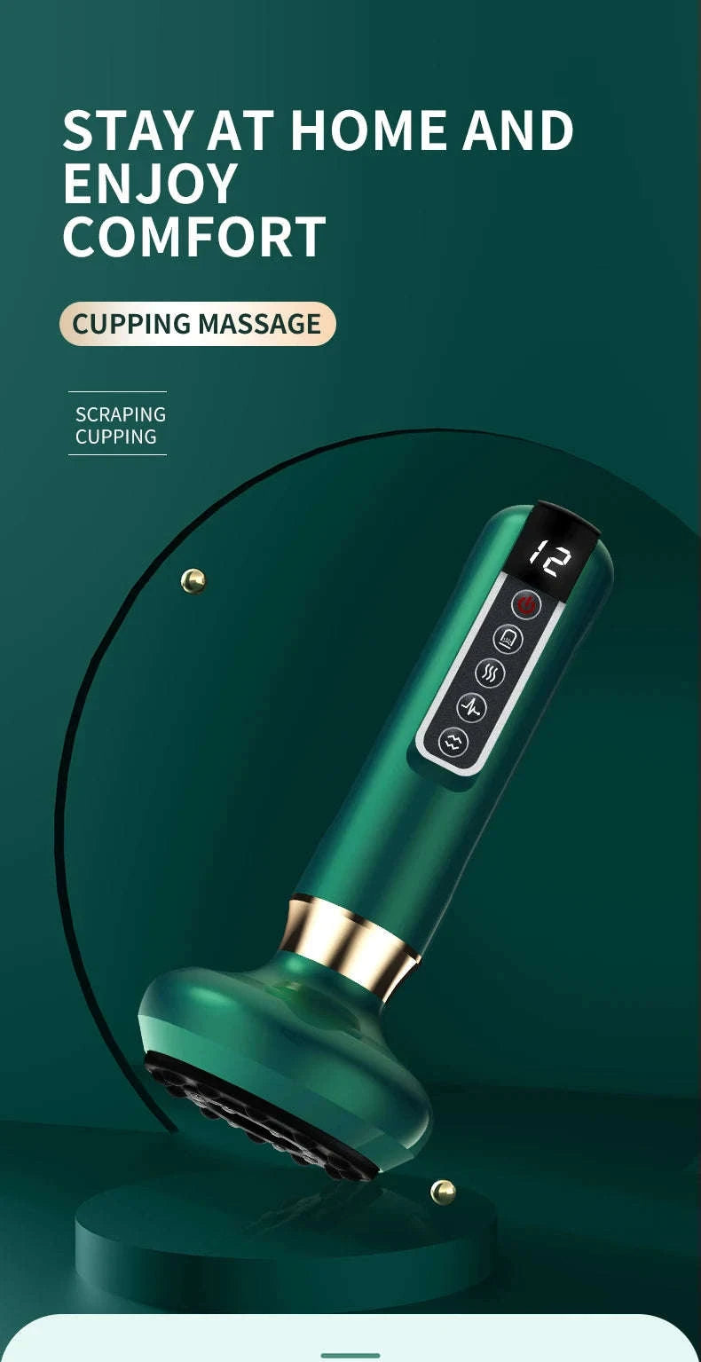 Tricolor Electric Massager GuaSha Vacuum Slimming Device-A12-12  Green