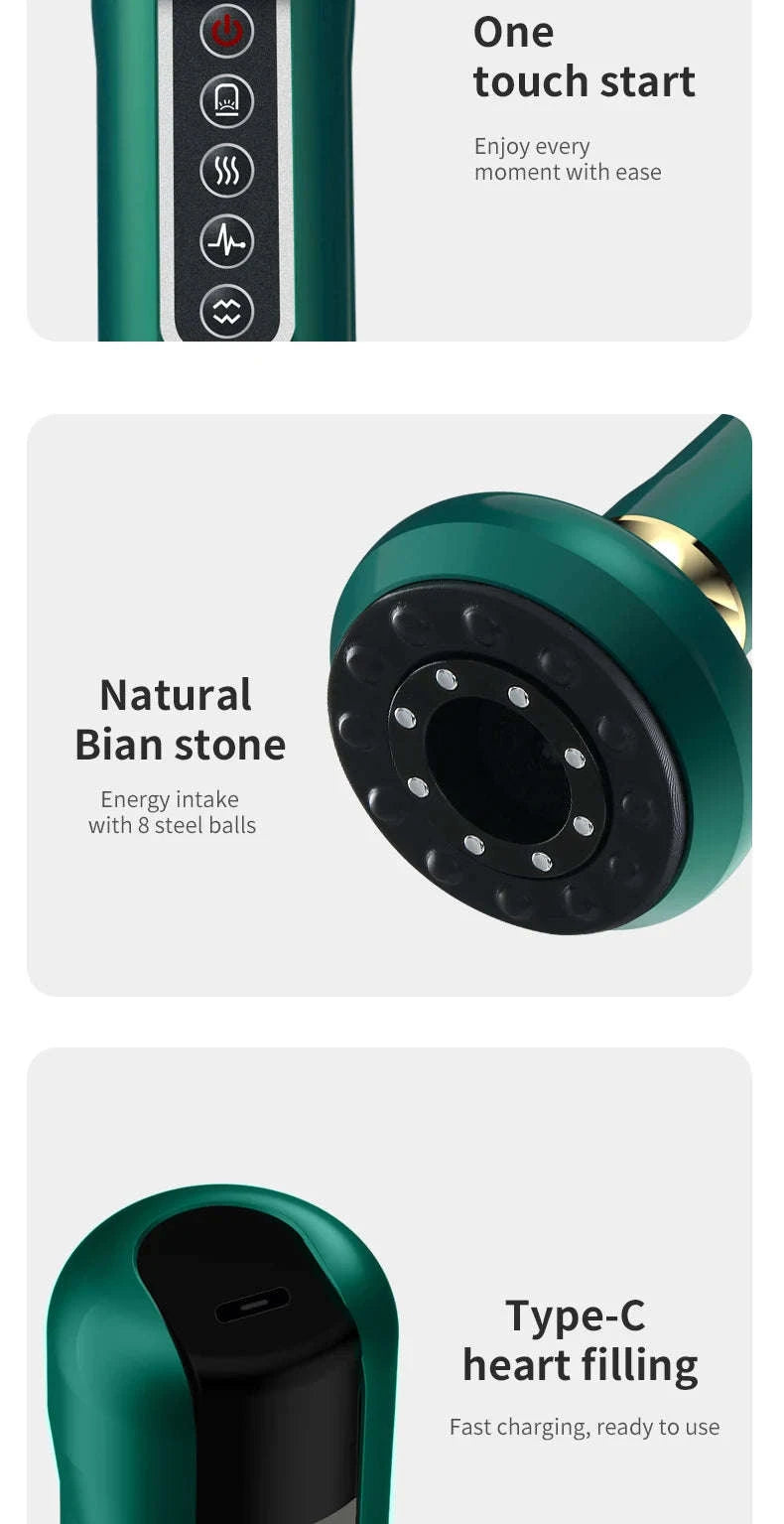 Tricolor Electric Massager GuaSha Vacuum Slimming Device-A12-12  Green