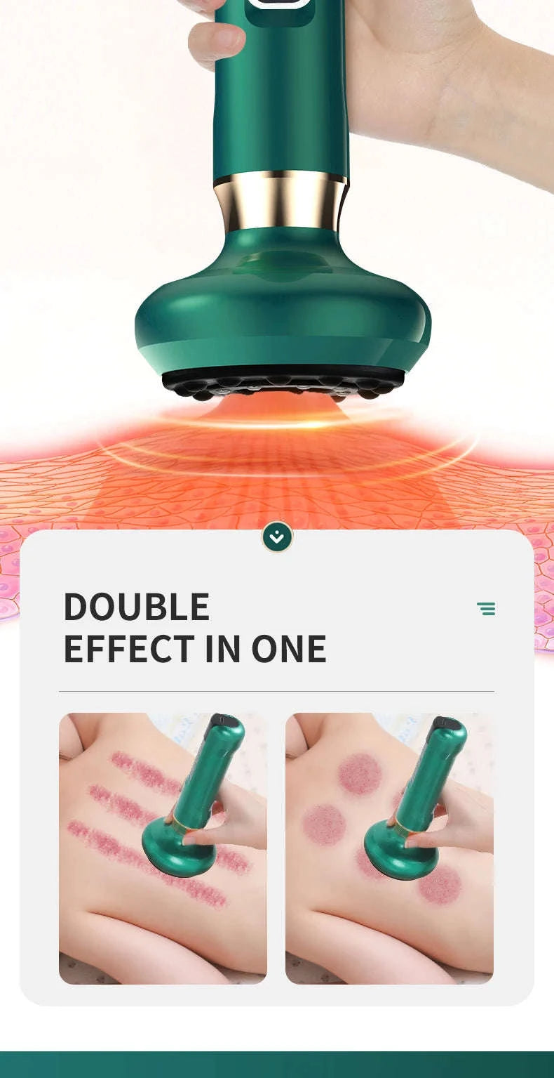 Tricolor Electric Massager GuaSha Vacuum Slimming Device-A12-12  Green