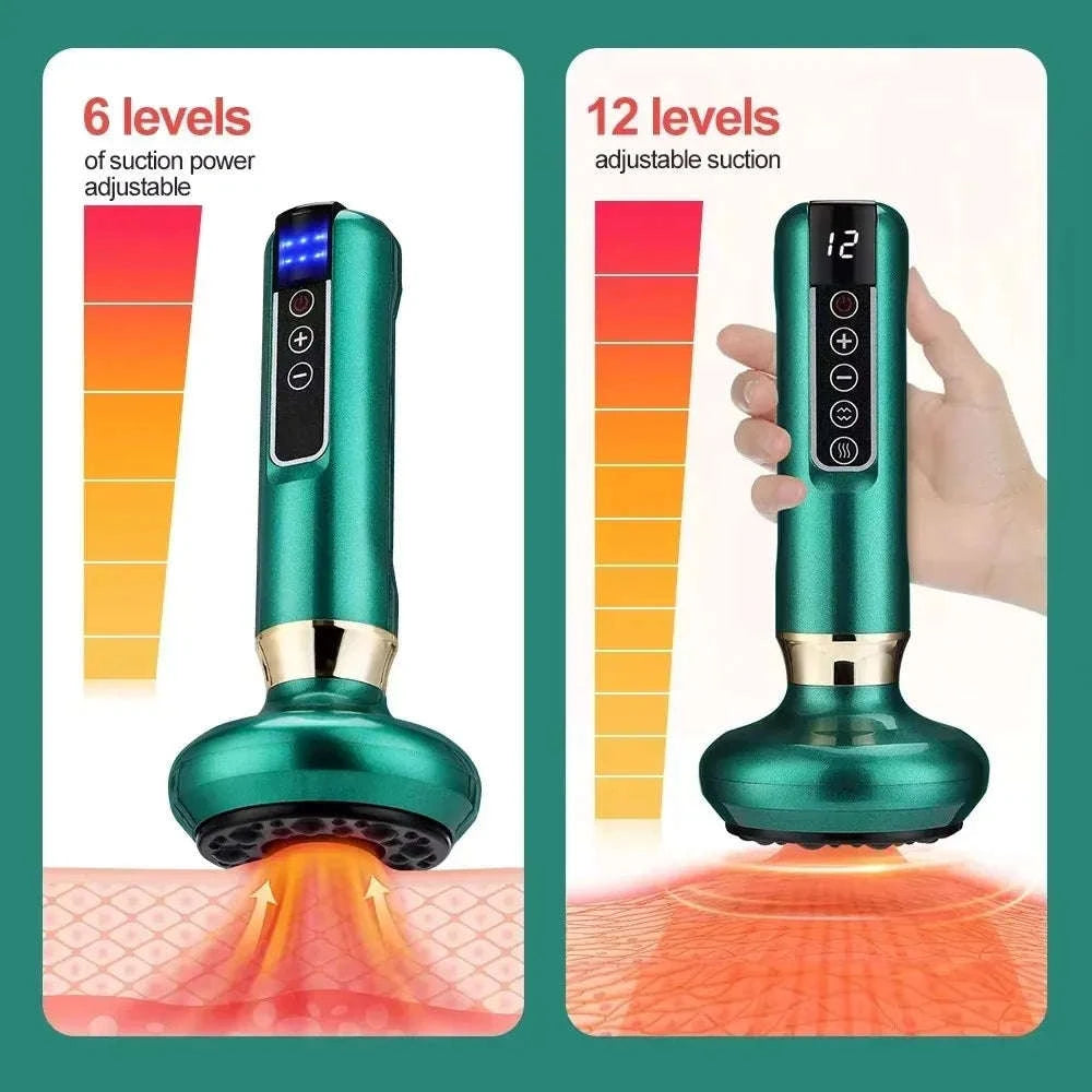 Tricolor Electric Massager GuaSha Vacuum Slimming Device-A12-12  Green