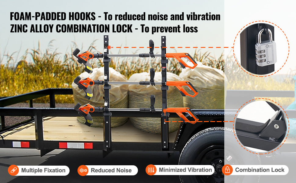 3-Place Weed Trimmer Rack with Lock Wall or Trailer Mount