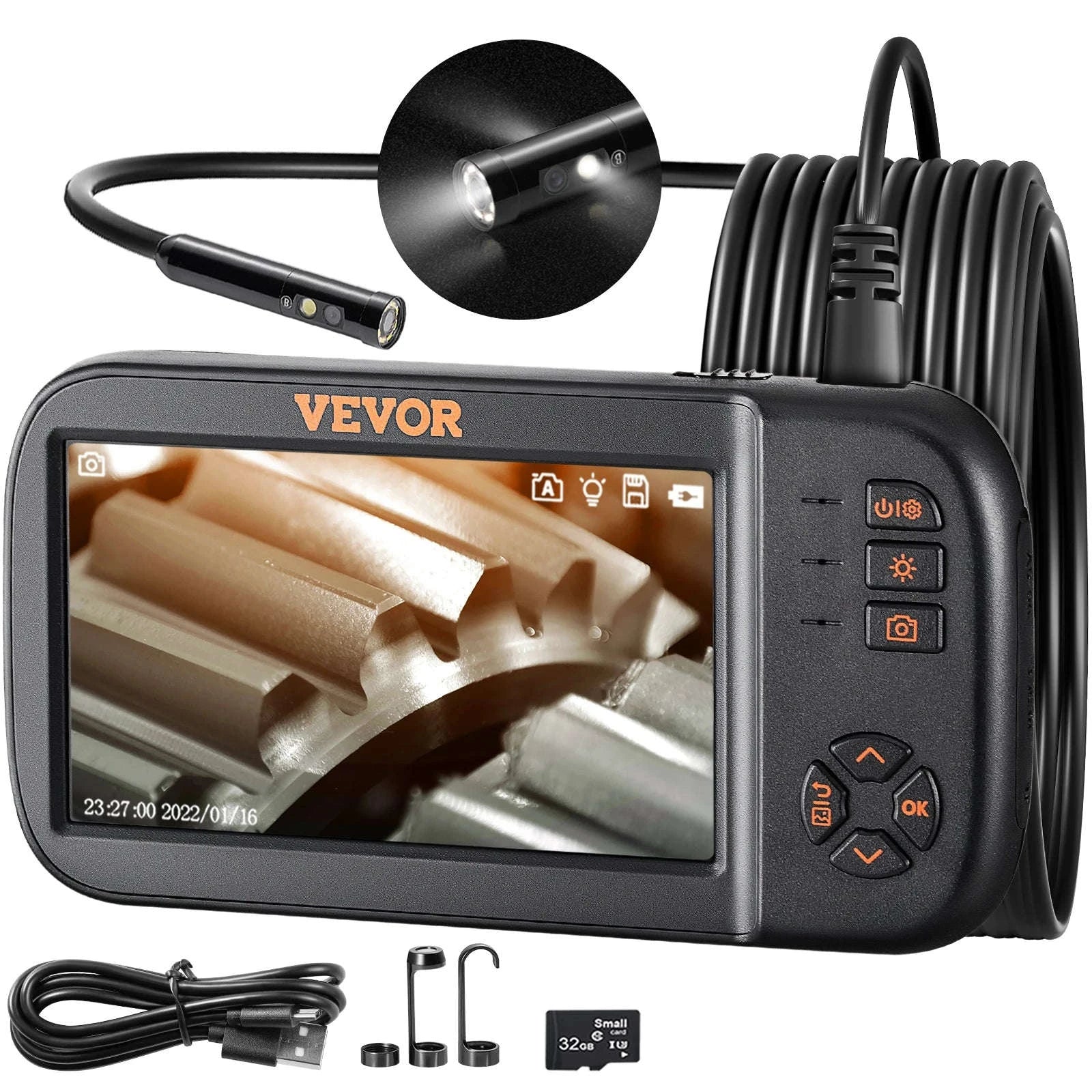 Triple Lens Borescope Camera 1080P with 4.5" Screen & 16.4ft Cable-france