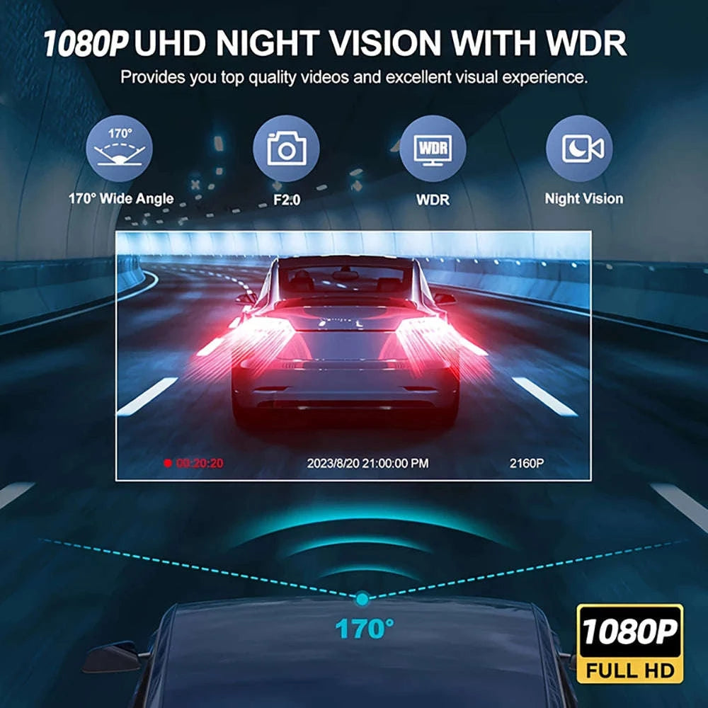 Triple Lens Dashcam WiFi 3‑Channel 1080P HD Recorder-X94-WIFI-3CAM / 64G