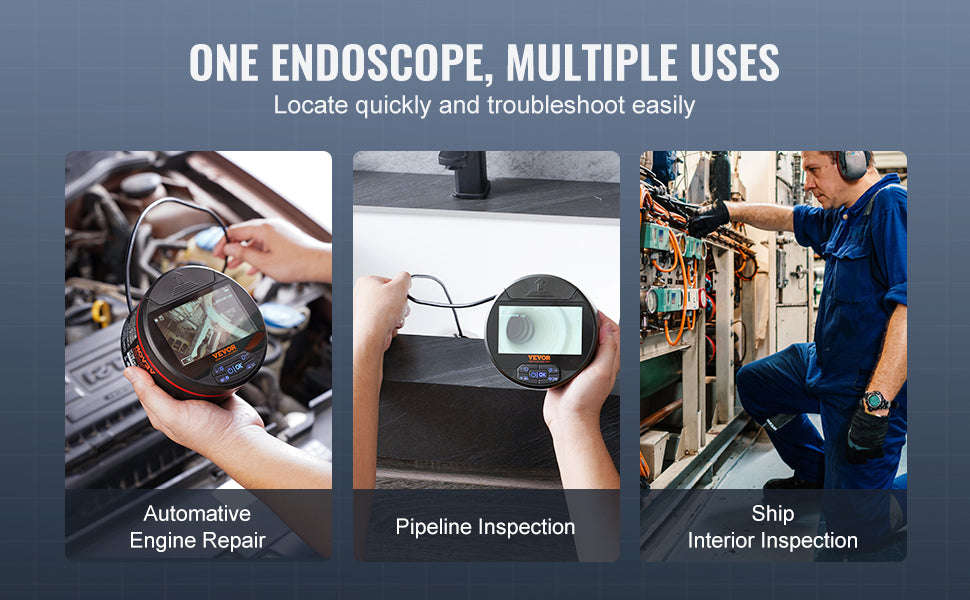 Triple Lens Endoscope Camera with 4.3" Screen and 16.4ft Cable-United States