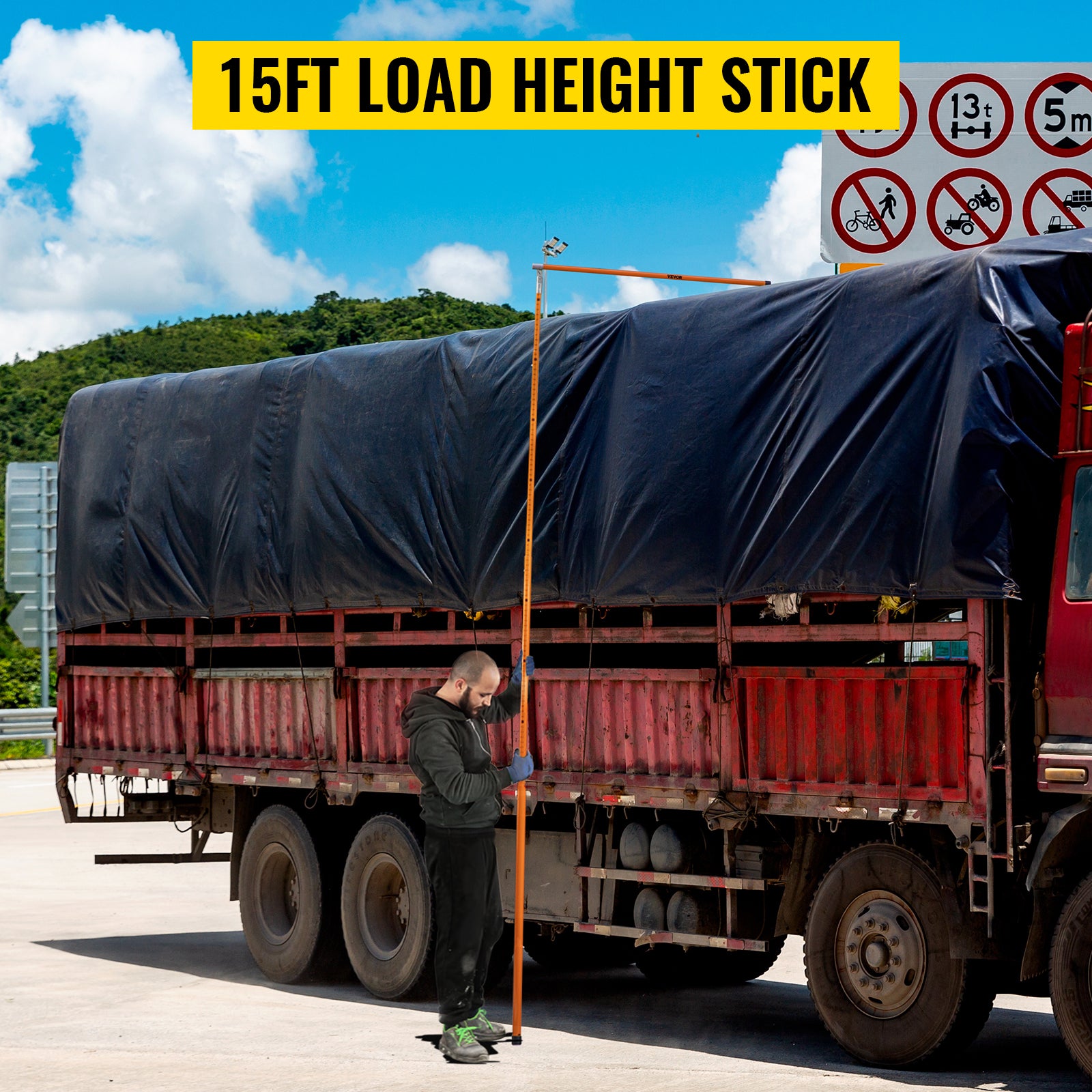 Truck Load Height Measuring Stick 15–20 ft Adjustable Fiberglass Pole