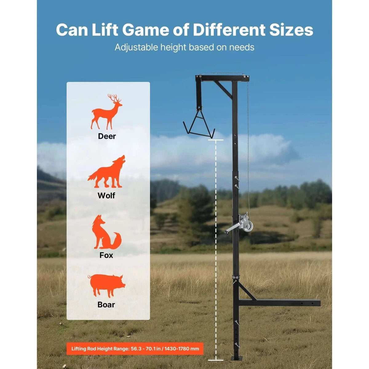Truck Hitch Game Hoist with Winch & Adjustable Height 400–600 lbs-600lbs / spain